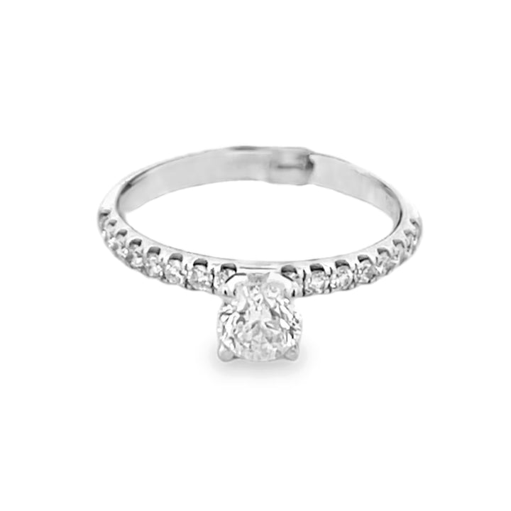14K White Gold Round Cut Diamond Engagement Ring 0.75ctw