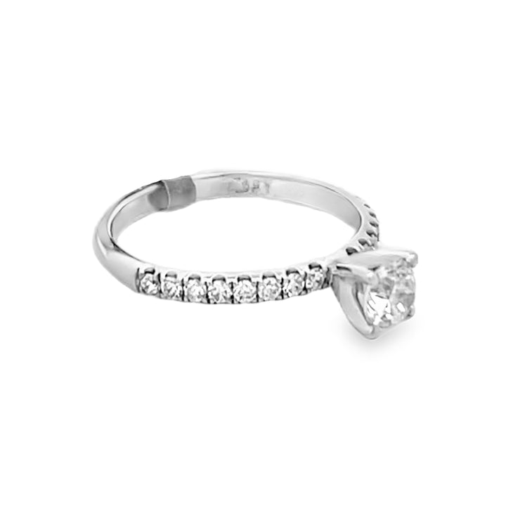 14K White Gold Round Cut Diamond Engagement Ring 0.75ctw