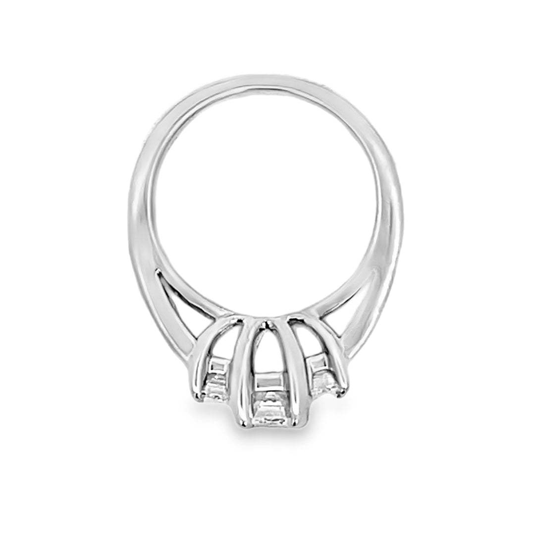 14K White Gold Emerald and Baguette Cut Diamond Engagement Ring 2.46ctw