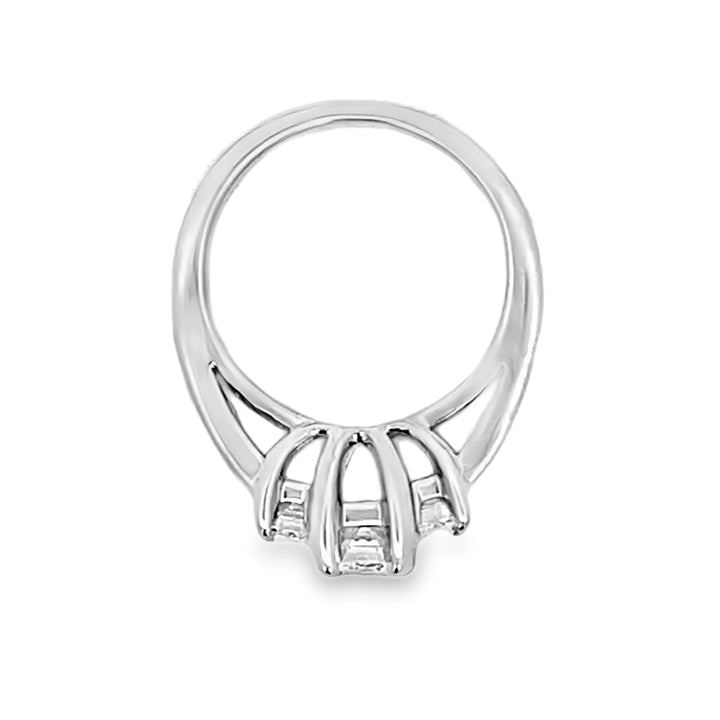 14K White Gold Emerald and Baguette Cut Diamond Engagement Ring 2.46ctw