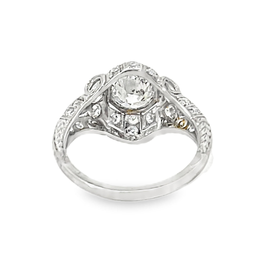 Platinum 1.50ctw Round Antique Diamond Ring