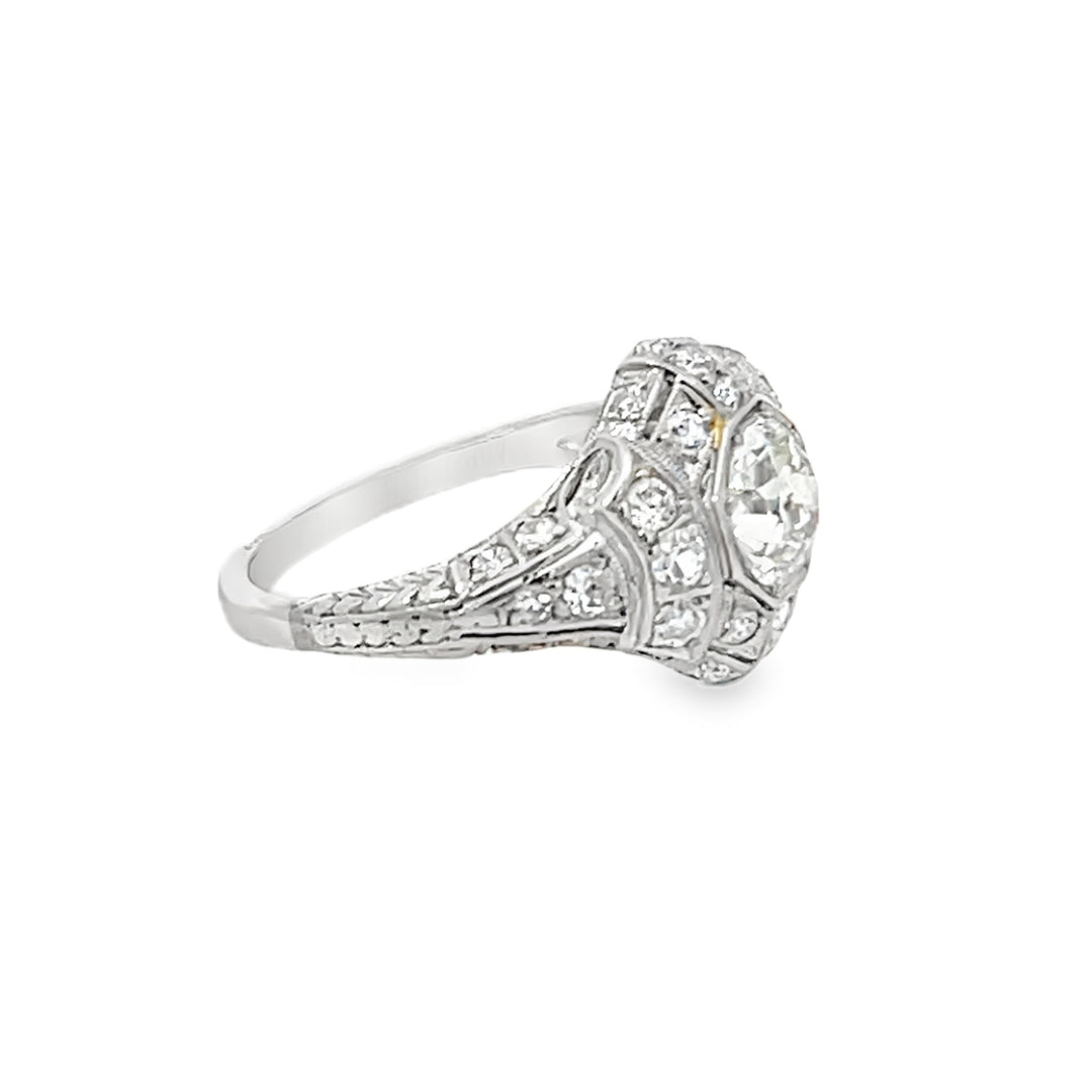 Platinum 1.50ctw Round Antique Diamond Ring