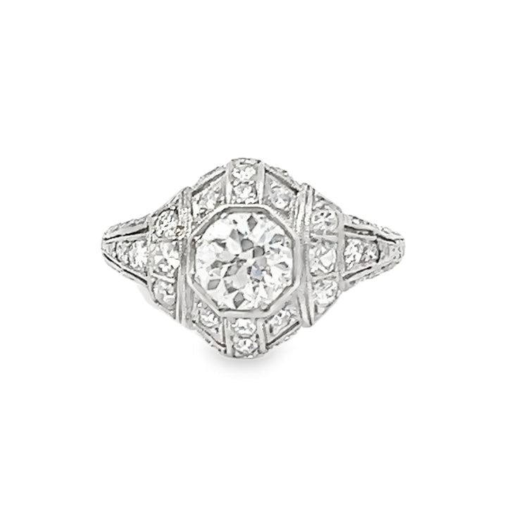 Platinum 1.50ctw Round Antique Diamond Ring