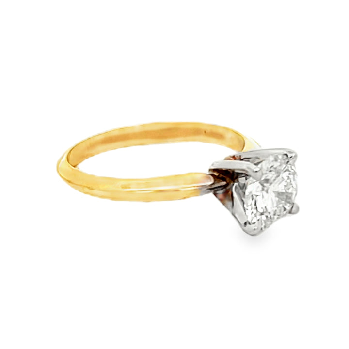 14K Yellow Gold Round Cut Diamond Solitaire Engagement Ring 1.31ctw