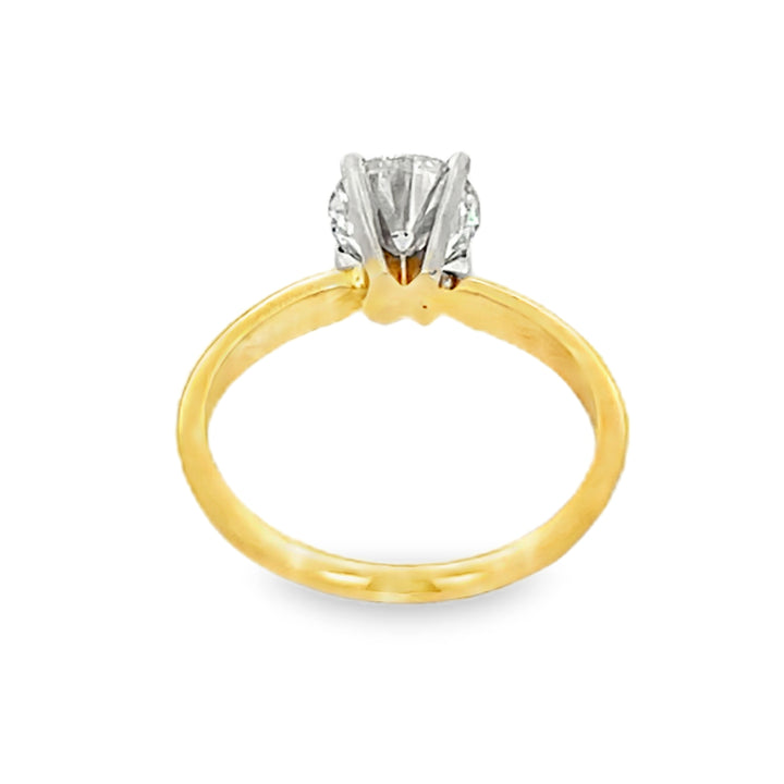 14K Yellow Gold Round Cut Diamond Solitaire Engagement Ring 1.31ctw