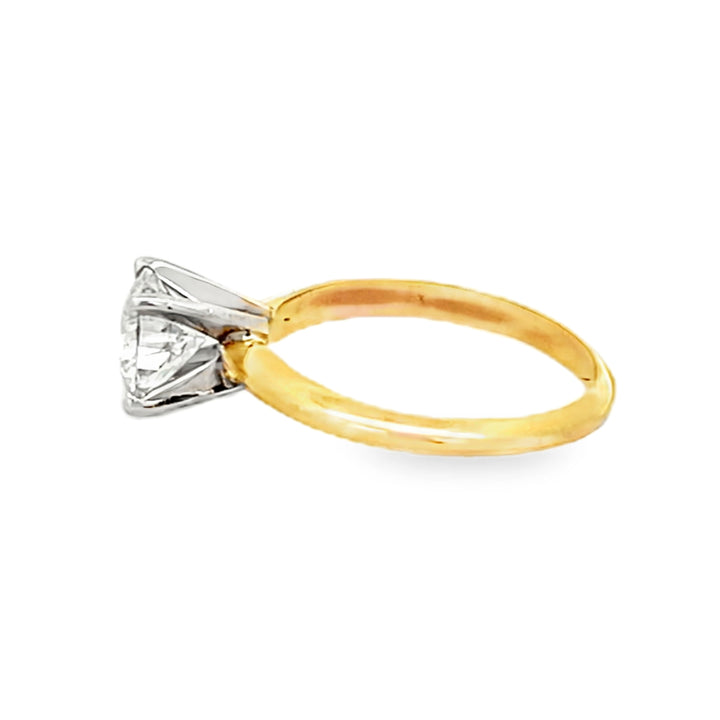 14K Yellow Gold Round Cut Diamond Solitaire Engagement Ring 1.31ctw