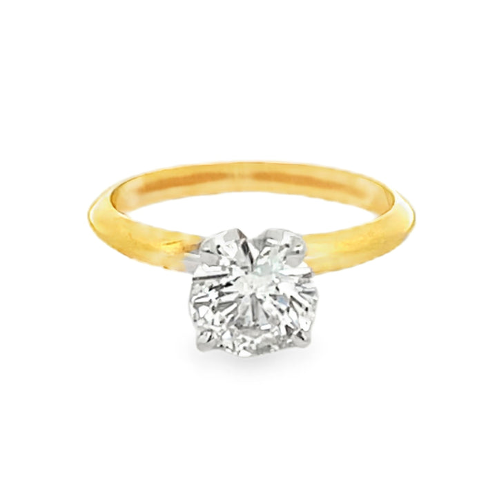 14K Yellow Gold Round Cut Diamond Solitaire Engagement Ring 1.31ctw