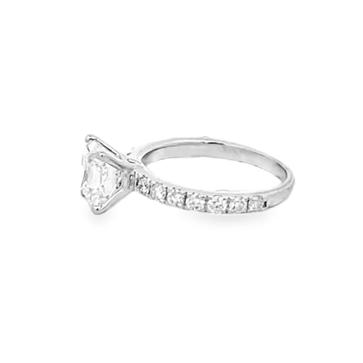 14K White Gold Princess and Round Cut Diamond Semi-Mounting Engagement Ring 1.70ctw