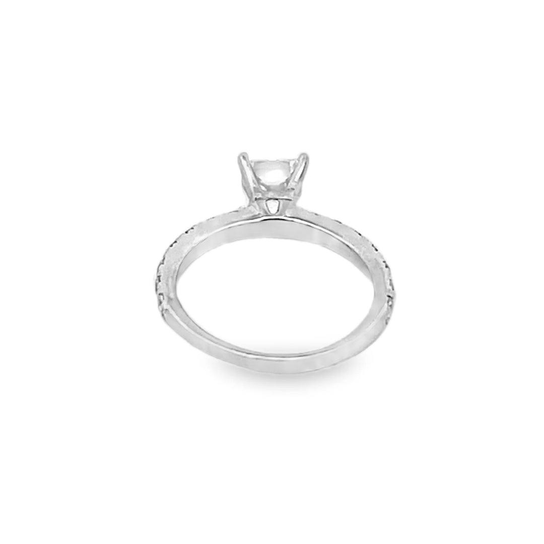 14K White Gold Princess and Round Cut Diamond Semi-Mounting Engagement Ring 1.70ctw