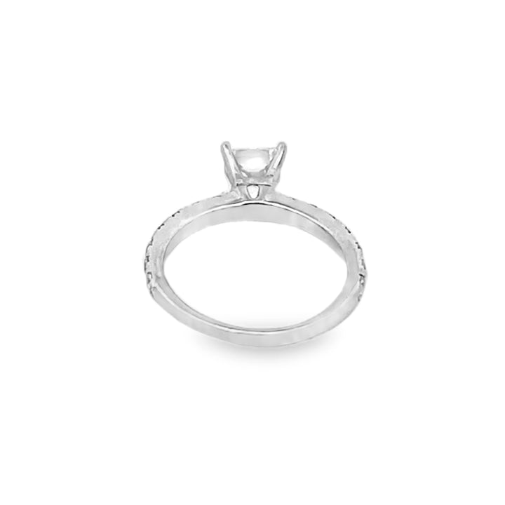 14K White Gold Princess and Round Cut Diamond Semi-Mounting Engagement Ring 1.70ctw