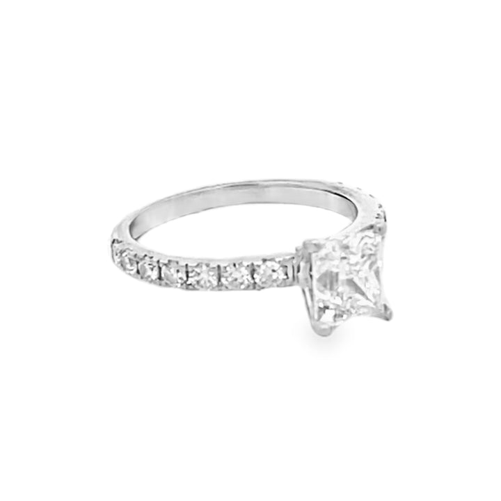 14K White Gold Princess and Round Cut Diamond Semi-Mounting Engagement Ring 1.70ctw