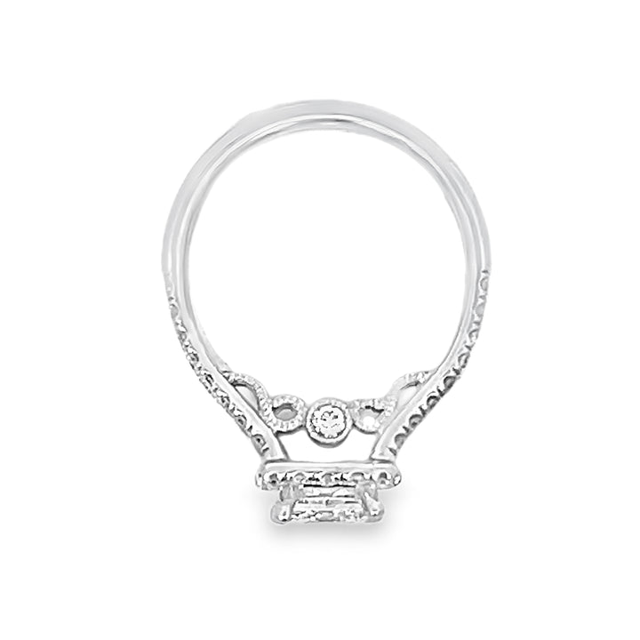 14K White Gold Halo Princess and Round Cut Diamond Engagement Ring 1.47ctw
