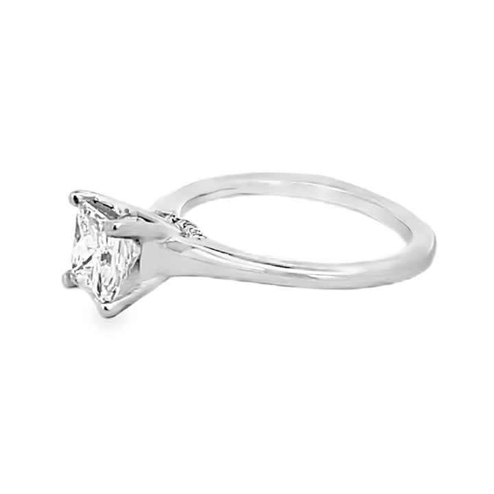 18K White Gold Princess Cut Solitaire Diamond Engagement Ring 1.55ctw