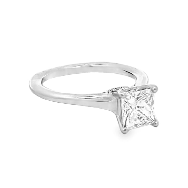 18K White Gold Princess Cut Solitaire Diamond Engagement Ring 1.55ctw