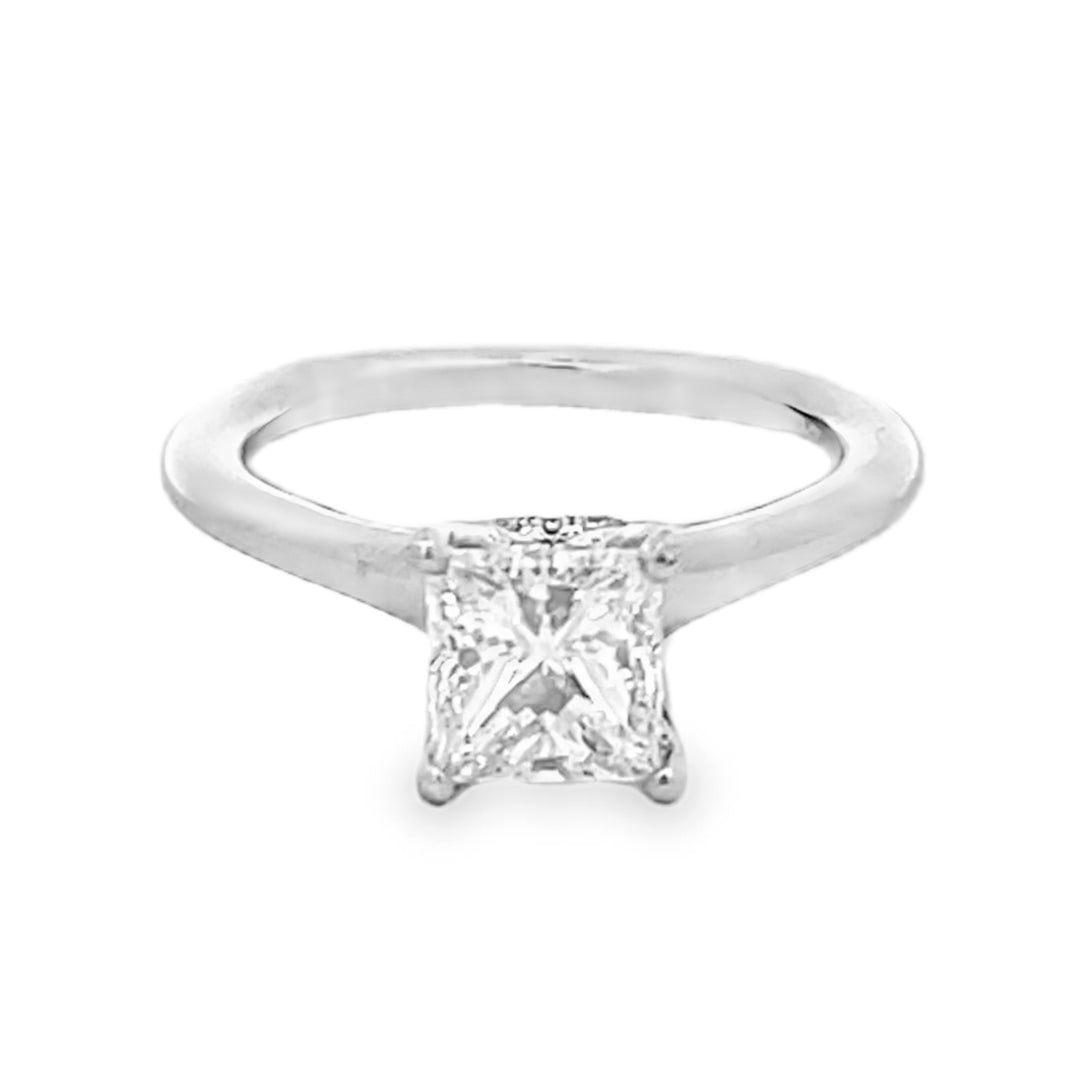18K White Gold Princess Cut Solitaire Diamond Engagement Ring 1.55ctw