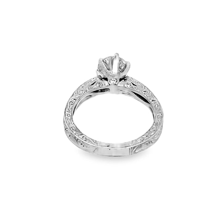 18K White Gold Round Cut Diamond Semi-Mounting Engagement Ring 1.31ctw