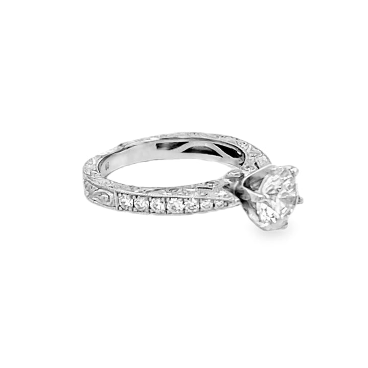 18K White Gold Round Cut Diamond Semi-Mounting Engagement Ring 1.31ctw