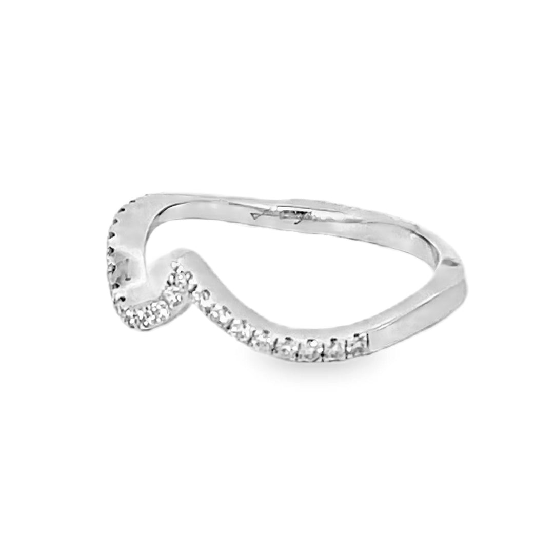 14K White Gold Round Diamond Band 0.19ctw