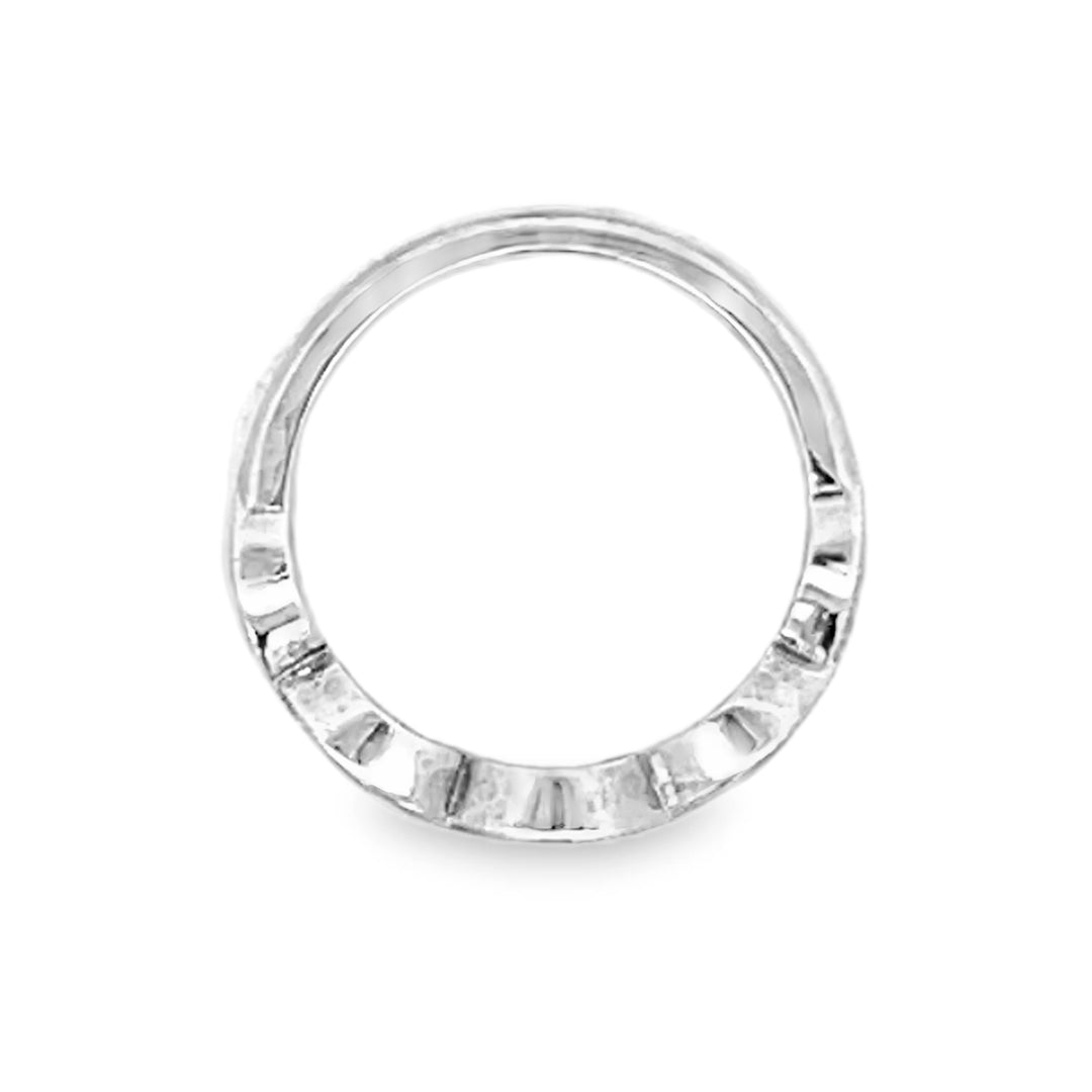 14K White Gold Round Cut Fancy Diamond Band 0.15ctw