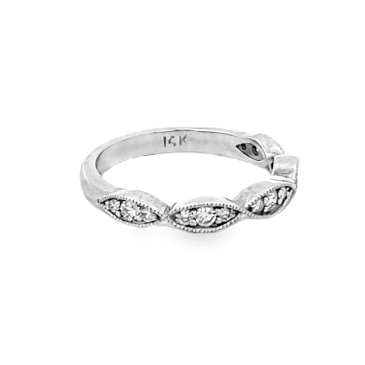 14K White Gold Round Cut Fancy Diamond Band 0.15ctw
