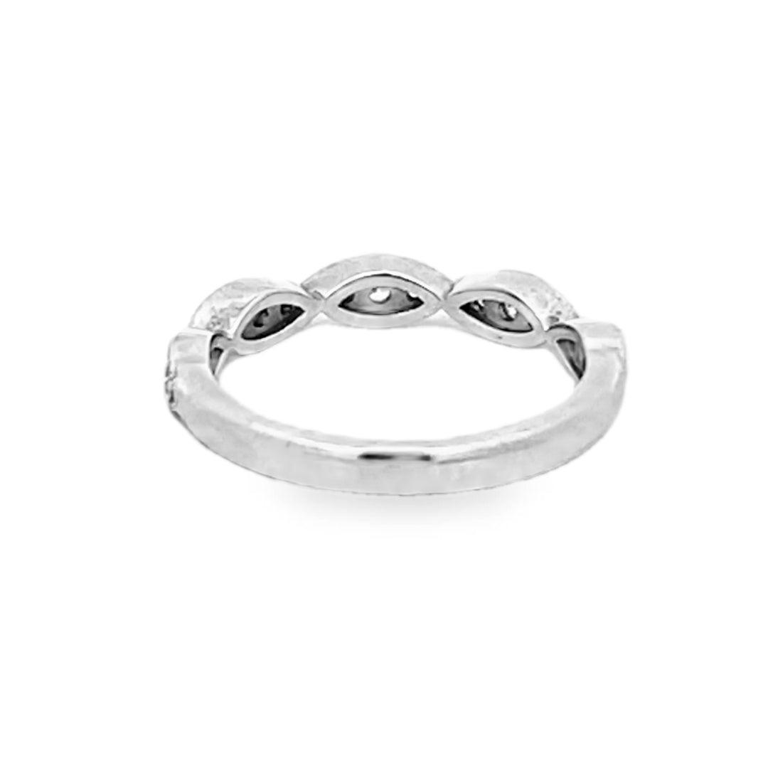 14K White Gold Round Cut Fancy Diamond Band 0.15ctw