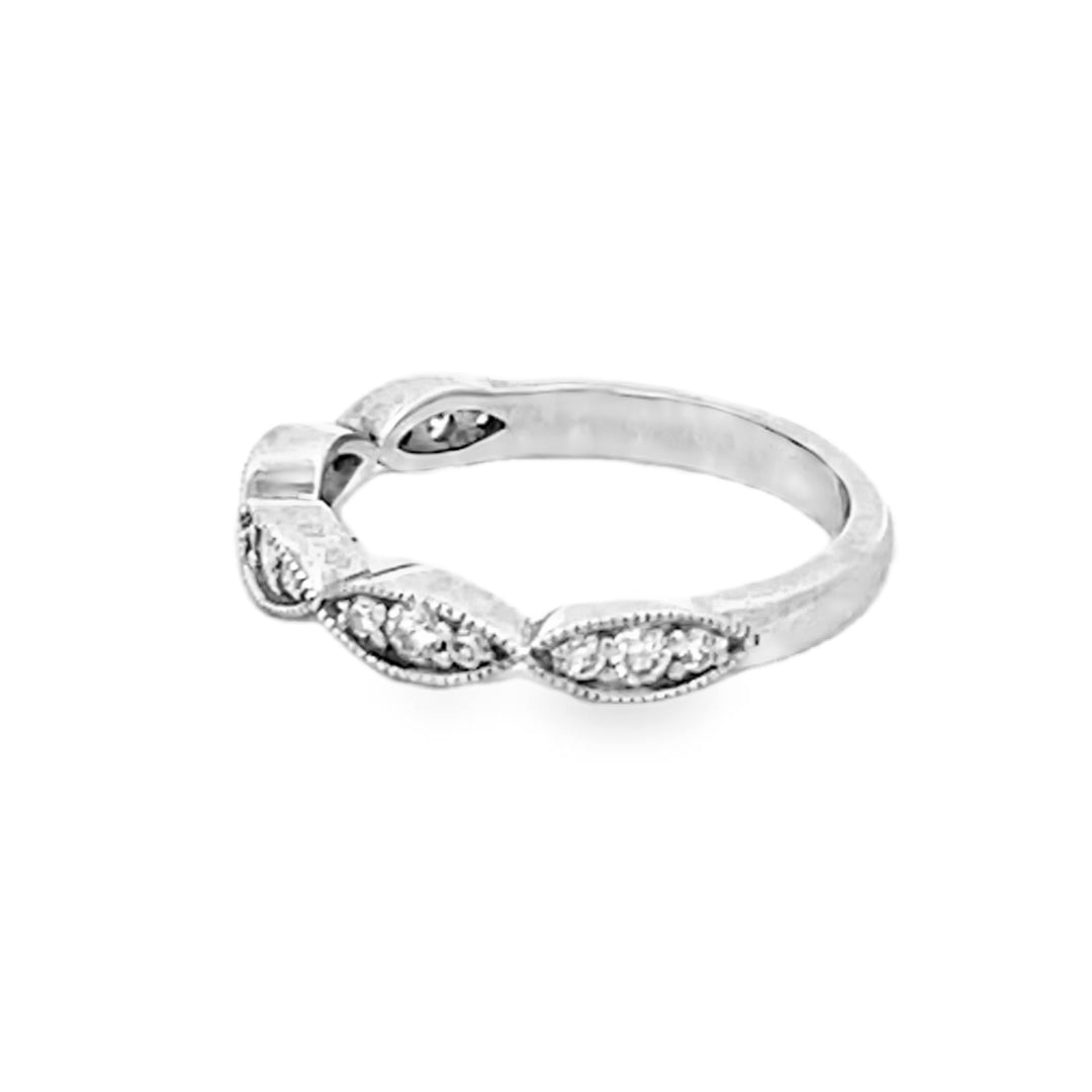 14K White Gold Round Cut Fancy Diamond Band 0.15ctw