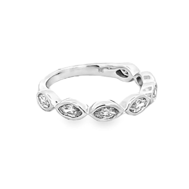 14K White Gold Marquise Cut Diamond Band 0.70ctw