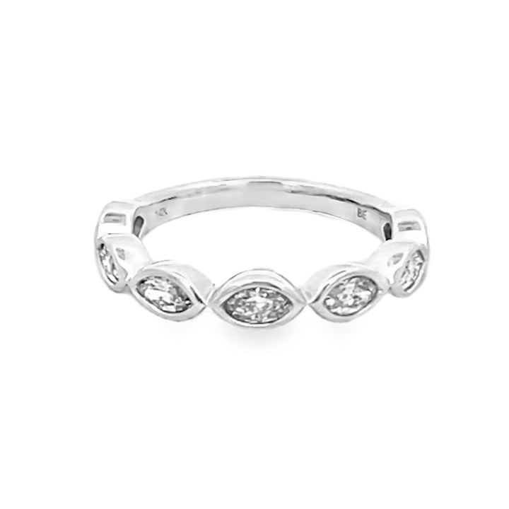 14K White Gold Marquise Cut Diamond Band 0.70ctw
