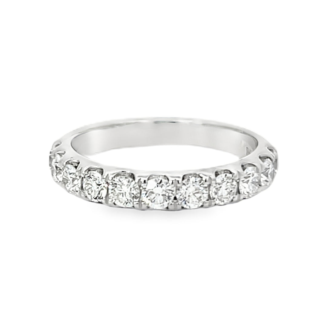 14K White Gold Round Diamond Straight Band 1.00ctw