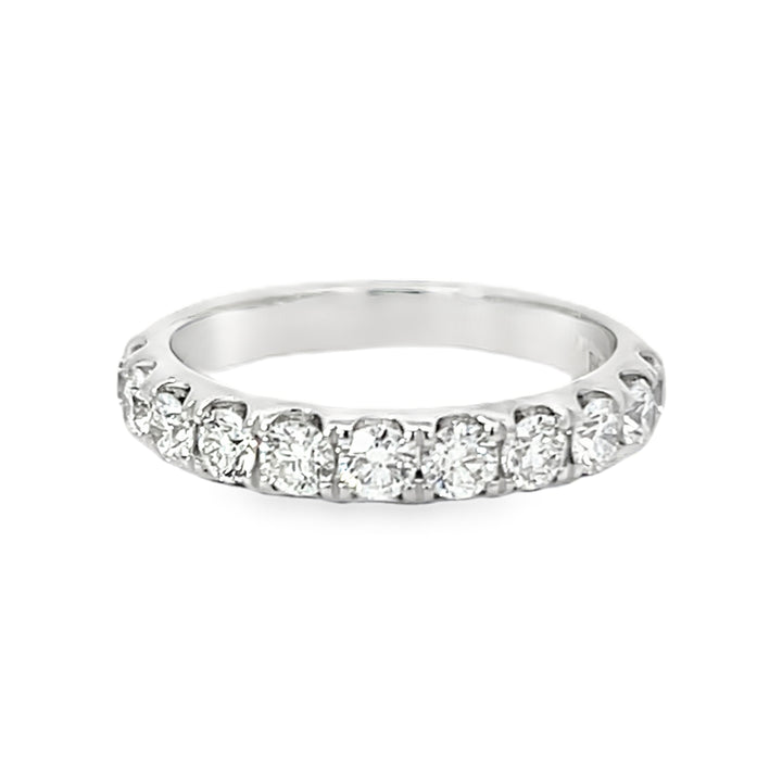 14K White Gold Round Diamond Straight Band 1.00ctw
