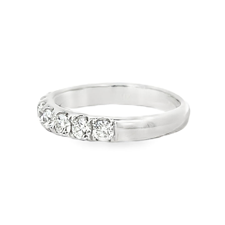14K White Gold Round Diamond Straight Band 1.00ctw