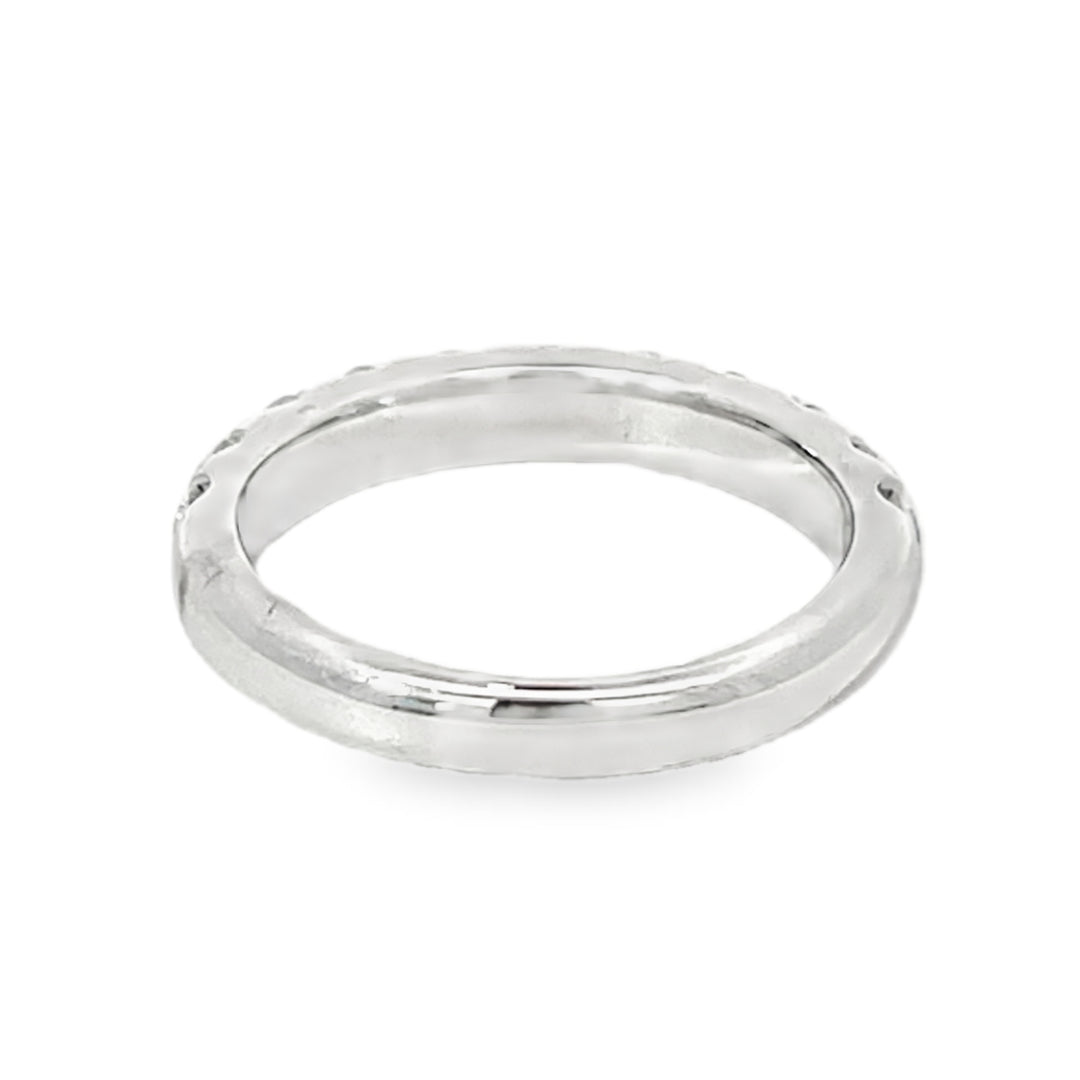14K White Gold Round Diamond Straight Band 1.00ctw