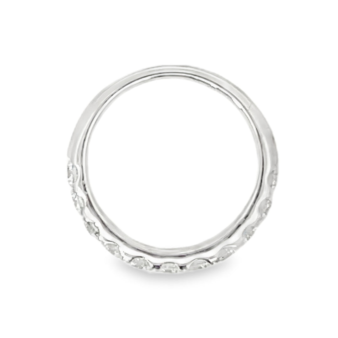14K White Gold Round Diamond Straight Band 1.00ctw