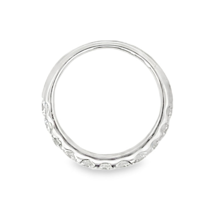 14K White Gold Round Diamond Straight Band 1.00ctw