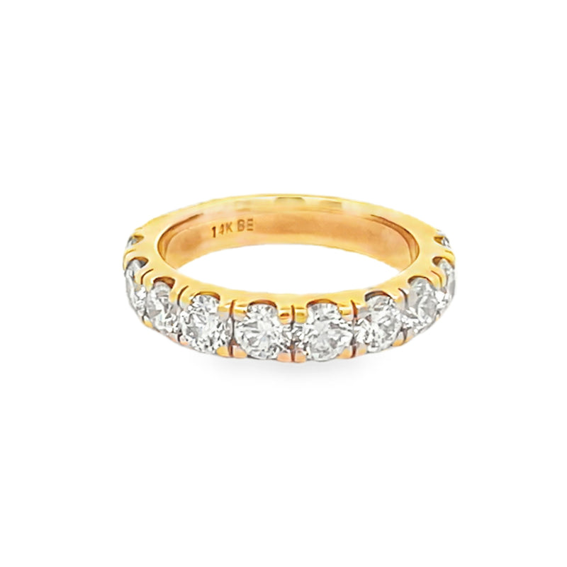 14K Yellow Gold Round Cut Diamond Wedding Band 2.00ctw