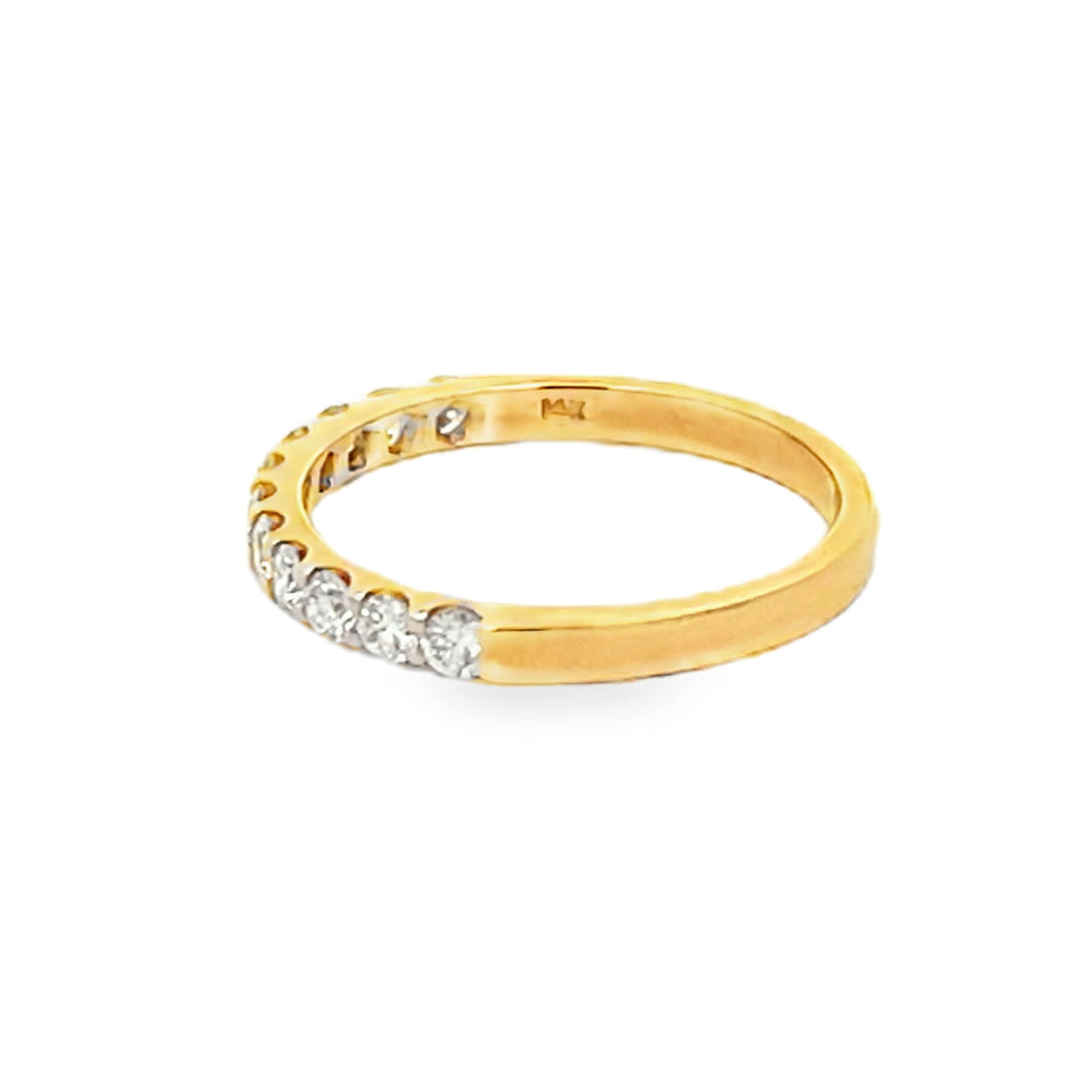14K Yellow Gold Round Cut Diamond Wedding Band 0.50ctw