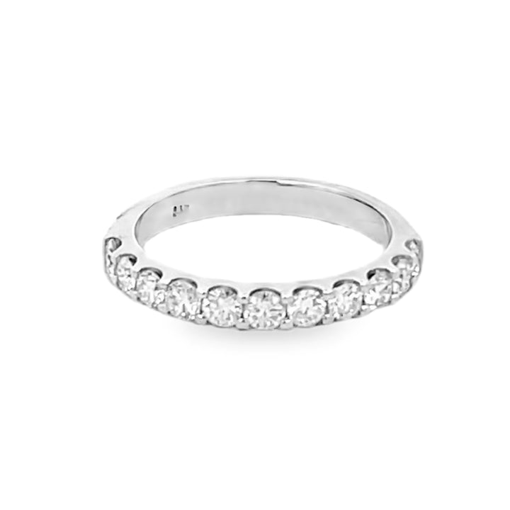 14K White Gold Round Cut Diamond Wedding Band 0.75ctw