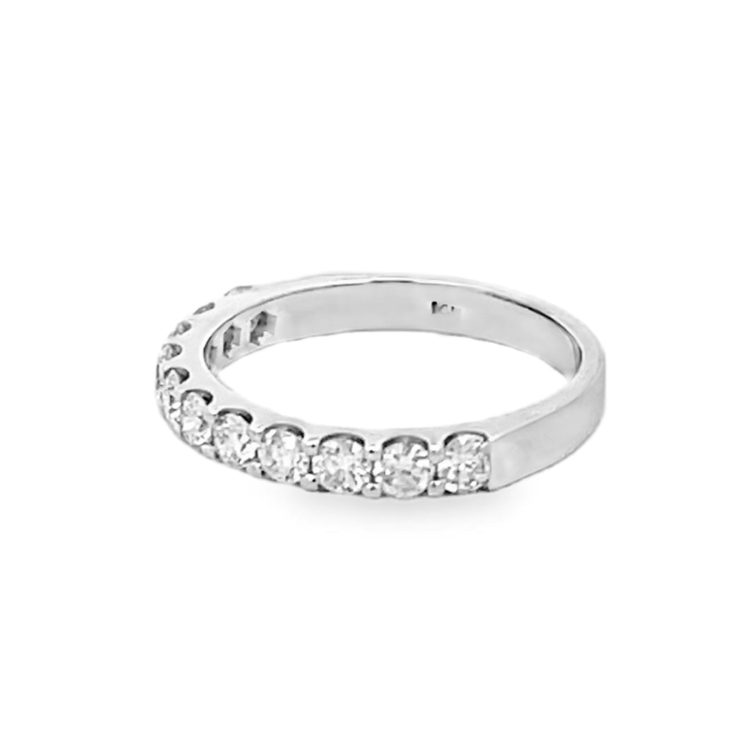14K White Gold Round Cut Diamond Wedding Band 0.75ctw