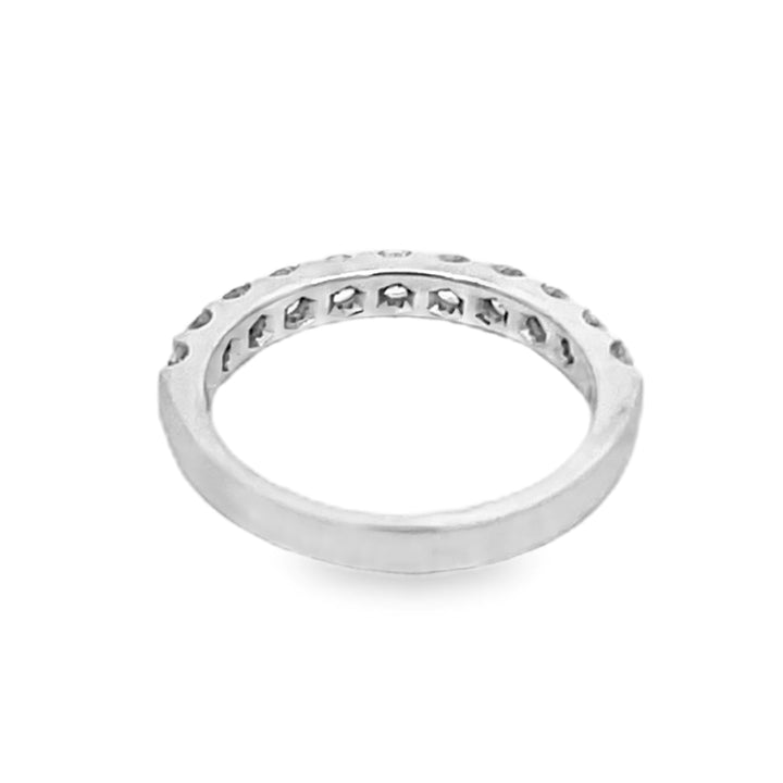 14K White Gold Round Cut Diamond Wedding Band 0.75ctw