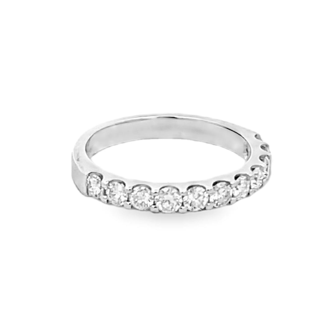 14K White Gold Round Cut Diamond Wedding Band 0.75ctw