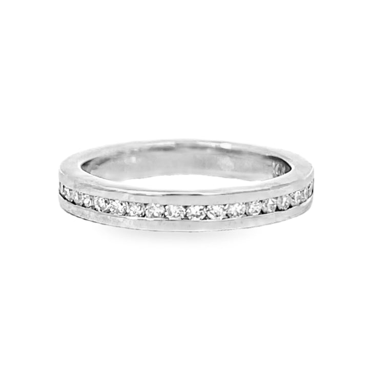 14K White Gold Round Diamond Channel Set Band 0.25ctw