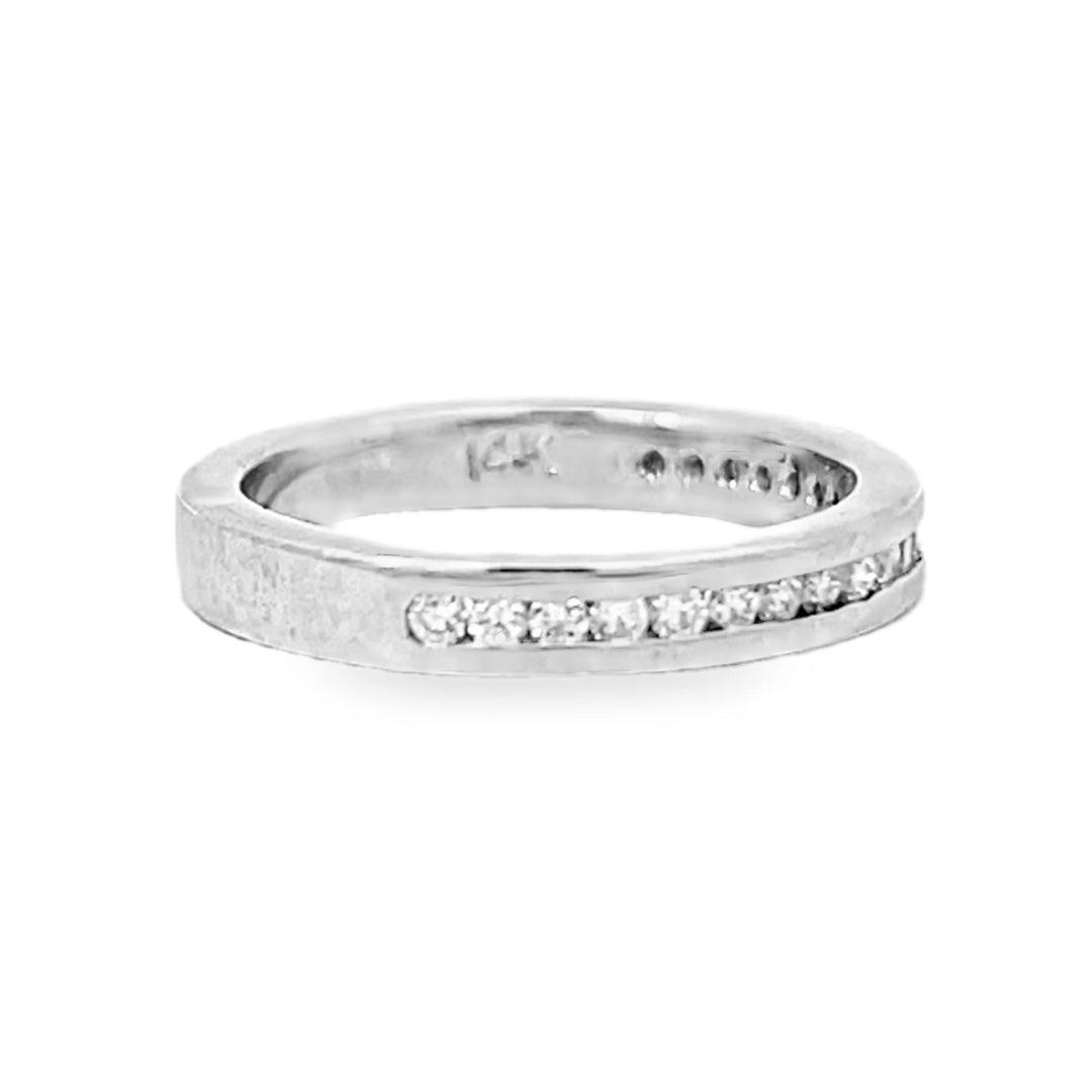 14K White Gold Round Diamond Channel Set Band 0.25ctw