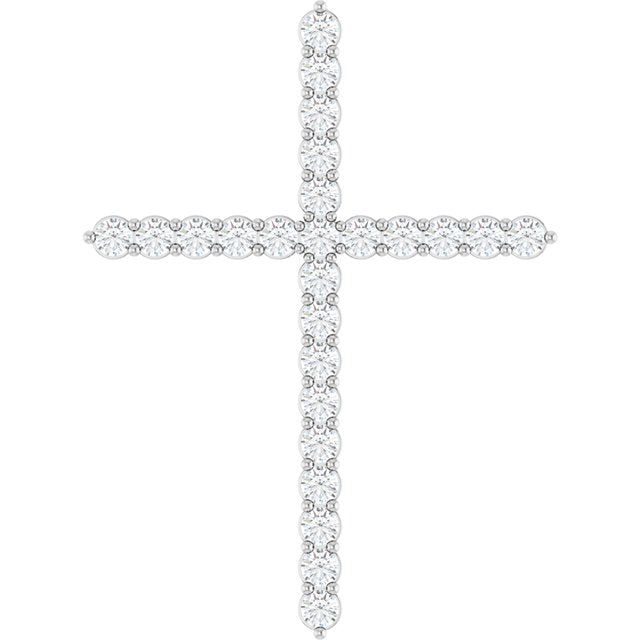 Natural Diamond Cross Pendant - 14K Gold, Silver & Platinum Options Available