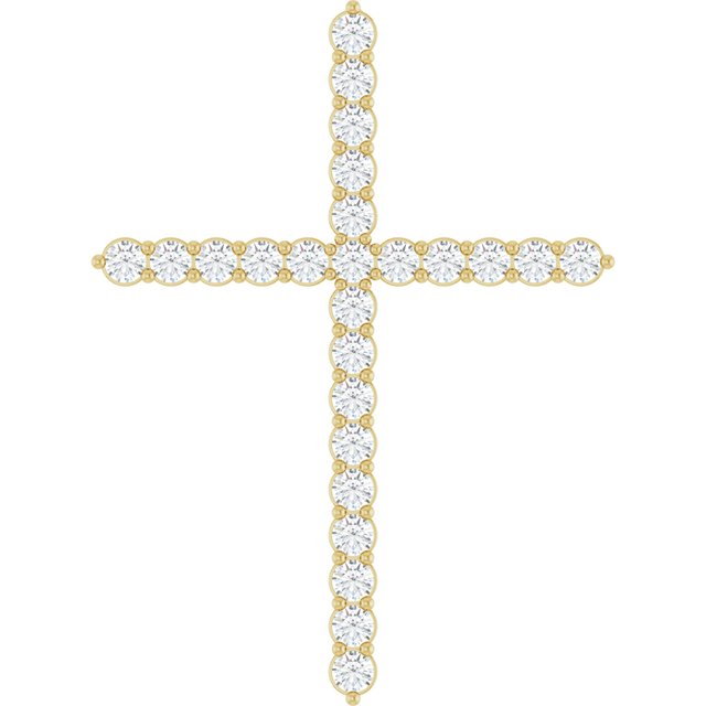 Natural Diamond Cross Pendant - 14K Gold, Silver & Platinum Options Available