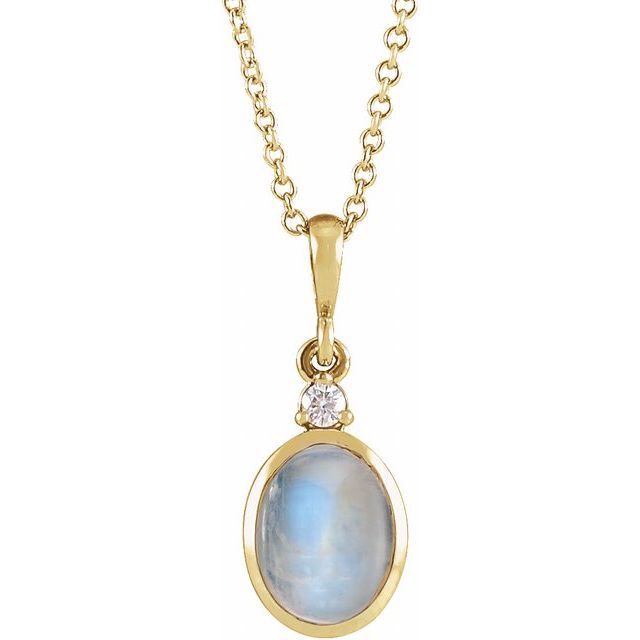 14K Gold Natural Ethiopian Opal and Diamond Cabochon Necklace