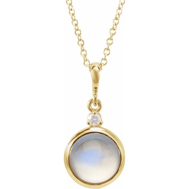 14K Gold Natural Ethiopian Opal and Diamond Cabochon Necklace