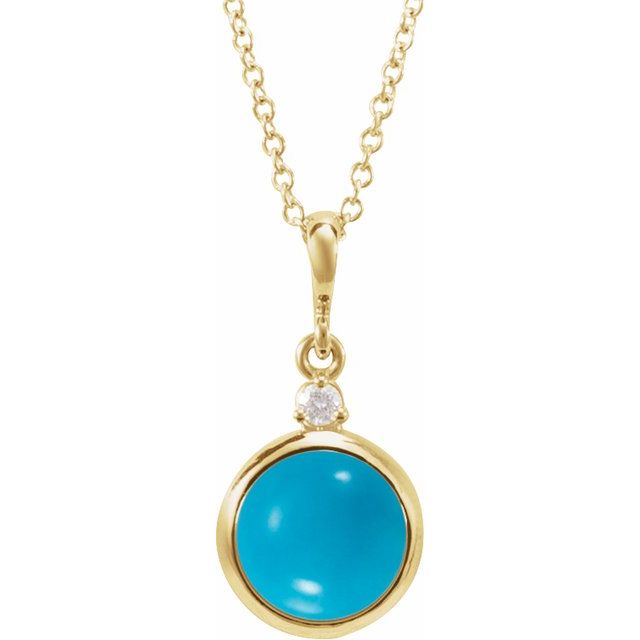 14K Gold Natural Ethiopian Opal and Diamond Cabochon Necklace