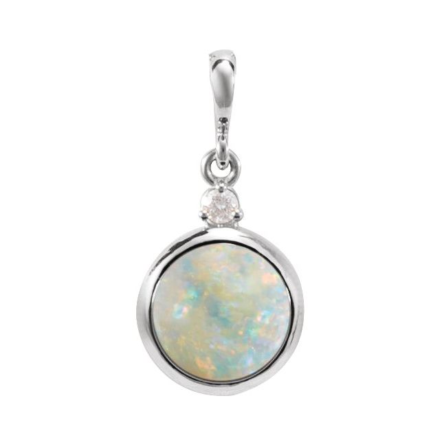 14K Gold Natural Opal and Diamond Pendant - Options Available