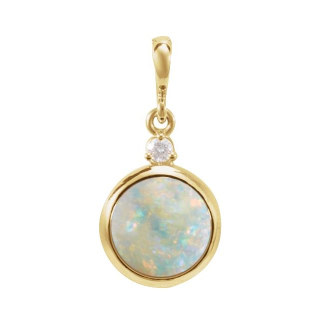 14K Gold Natural Opal and Diamond Pendant - Options Available