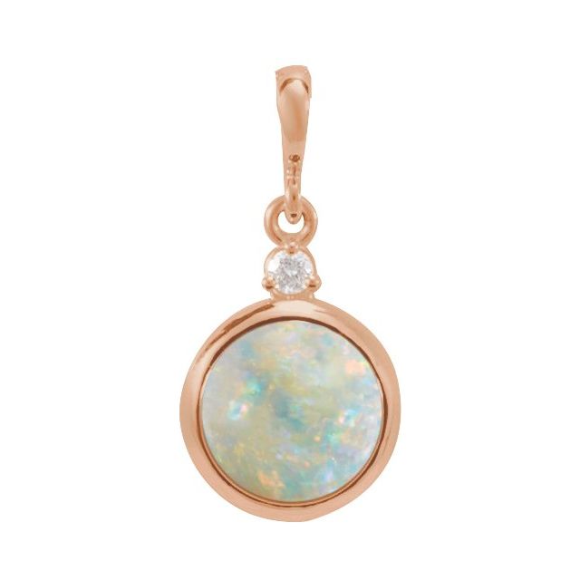 14K Gold Natural Opal and Diamond Pendant - Options Available